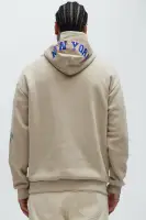 Drawstring Hood Long Sleeve Ribbed Cuff Hem Printed Hoodie(Sand,S)