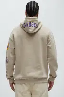 Drawstring Hood Long Sleeve Ribbed Cuff Hem Printed Hoodie(Sand,S)