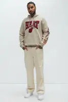 Drawstring Hood Long Sleeve Ribbed Cuff Hem Printed Hoodie(Sand,S)