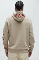 Drawstring Hood Long Sleeve Ribbed Cuff Hem Printed Hoodie(Sand,S)