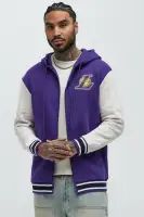 Purple Hooded Drawstring Long Sleeve Front Zip Ribbed Cuff Jacket