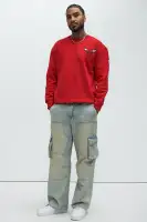 Halter Hollow-out Lace Patchwork Overalls Long Sleeve Crew Neck Drawstring Wide Leg Casual(Red,S)
