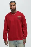 Crew Neck Long Sleeve Ribbed Cuff Hem Burgundy Knit Top(Burgundy,S)