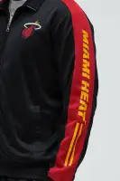 Mock Neck Front Zipper Polyester Track Pants(Black,S)