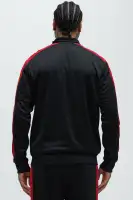 Mock Neck Front Zipper Polyester Track Pants(Black,S)