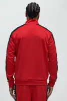 Chic Mock Neck Front Zipper Closure Overalls with Track Pants 100% Polyester imports(Red,S)