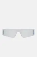 Silver Rimless Wrap Detail Mirror Lens Imported Sunglasses(Silver,OS)