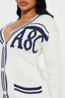 Stylish V-Neck Button Front Sweater Mini Dress with Pockets – Cream/Combo, Long Sleeves, Stretch Fit, 100% Acrylic(Cream/combo,XS)