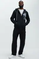 Black Hoodie Long Sleeve Embroidered Printed Imported(Black,S)