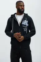 Black Hoodie Long Sleeve Embroidered Printed Imported