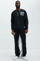 Square Neck Long Sleeve Patchwork Polyester Casual Jumpsuit(Black,S)
