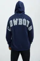 Navy Crew Neck Long Sleeve Screen Print Top