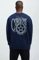 Crew Neck Long Sleeve Screen Print Navy Cotton Polyester Imported Top