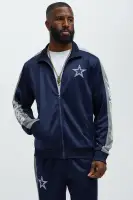 Mock Neck Front Zip Navy Track Pants