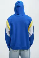 Crew Neck Long Sleeve Screen Print Cotton Polyester Blend Top(Blue,S)
