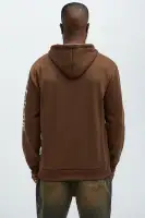 Brown Printed Long Sleeve Polyester Hoodie(Brown,S)