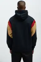 Hooded Front Zipper Long Sleeve Casual Shell Coated Jacket(Red/Black,S)