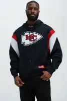 Hooded Drawstring Embroidered Shell Jacket (Red/Black)