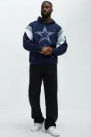 Navy Hooded Drawstring Shell & Lining Blend Imported Jacket(Navy,S)