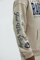 Black Drawstring Long Sleeve Front Back Sleeve Screen Print Hoodie(Sand,S)