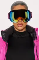 Adjustable Plastic Frame Goggles with Elastic Band - Mirror Lens, Pink/Combo(Pink/combo,OS)