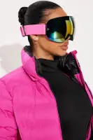 Adjustable Plastic Frame Goggles with Elastic Band - Mirror Lens, Pink/Combo(Pink/combo,OS)
