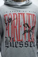 Charcoal Hoodie Long Sleeve Cotton Polyester Printed Imported(Heather Grey,S)