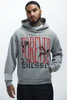 Charcoal Hoodie Long Sleeve Cotton Polyester Printed Imported