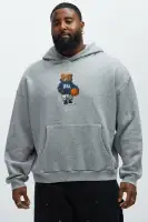 Heather Grey Long Sleeve Printed Cotton-Polyester Hoodie(Heather Grey,S)
