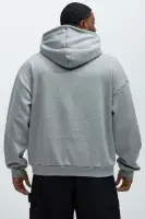 Heather Grey Long Sleeve Printed Cotton-Polyester Hoodie(Heather Grey,S)