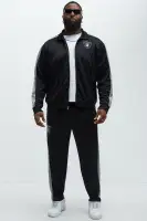 Ribbed Neckline Contrast Trim Front Snap Closure Las Vegas Raiders Embroidered Chenille Patchwork Long Sleeve Ribbed Cuff Hem Jacket(Black,S)