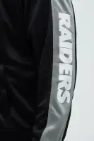 Ribbed Neckline Contrast Trim Front Snap Closure Las Vegas Raiders Embroidered Chenille Patchwork Long Sleeve Ribbed Cuff Hem Jacket(Black,S)