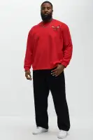 Halter Hollow-out Lace Patchwork Overalls Long Sleeve Crew Neck Drawstring Wide Leg Casual(Red,S)
