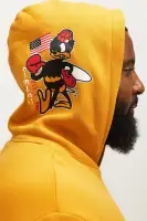 Halter Design Yellow 60% Cotton 40% Polyester Kangaroo Pocket Sweater(Yellow,S)