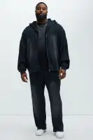 Black 100% Cotton Long Sleeve Hoodie Paired with Modern Wash Sweatpants(Black,S)