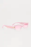 Product Title: Pink & Red Cat Eye Glasses with Color Lenses, Plastic Frame & Plaid Temple Design(Pink,OS)