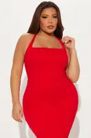 Elegant Red Mermaid Gown with Halter Neckline & Hidden Zipper – Stretch Shell & Lining(Red,XS)