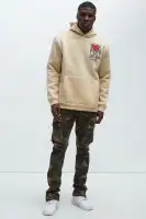 Khaki Hoodie Long Sleeve 100% Polyester Printed Imported(Khaki,S)