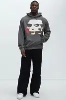 Charcoal Hoodie Long Sleeve Cotton Polyester Printed Imported(Grey,S)