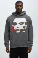 Charcoal Hoodie Long Sleeve Cotton Polyester Printed Imported