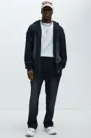 Black 100% Cotton Long Sleeve Hoodie Paired with Modern Wash Sweatpants(Black,S)