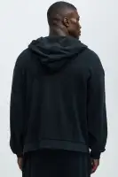 Black 100% Cotton Long Sleeve Hoodie Paired with Modern Wash Sweatpants(Black,S)