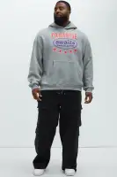 Heather Grey Screen Print Long Sleeve Cotton Polyester Hoodie(Heather Grey,S)