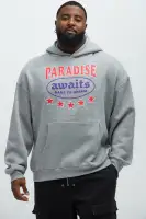 Heather Grey Screen Print Long Sleeve Cotton Polyester Hoodie(Heather Grey,S)