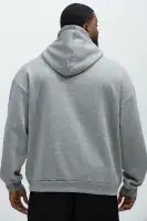 Heather Grey Screen Print Long Sleeve Cotton Polyester Hoodie(Heather Grey,S)