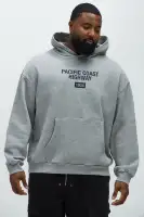 Heather Grey Long Sleeve Screen Print Cotton-Polyester Hoodie(Heather Grey,S)
