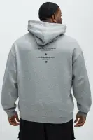 Heather Grey Long Sleeve Screen Print Cotton-Polyester Hoodie(Heather Grey,S)