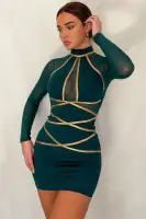 "Hunter Green Mock Neck Stretch Bra Top - Invisible Zip Back & Comfort Fit