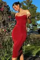 Elegant Strapless Midi Dress with Boning Detail - Black, Taupe & Wine Options