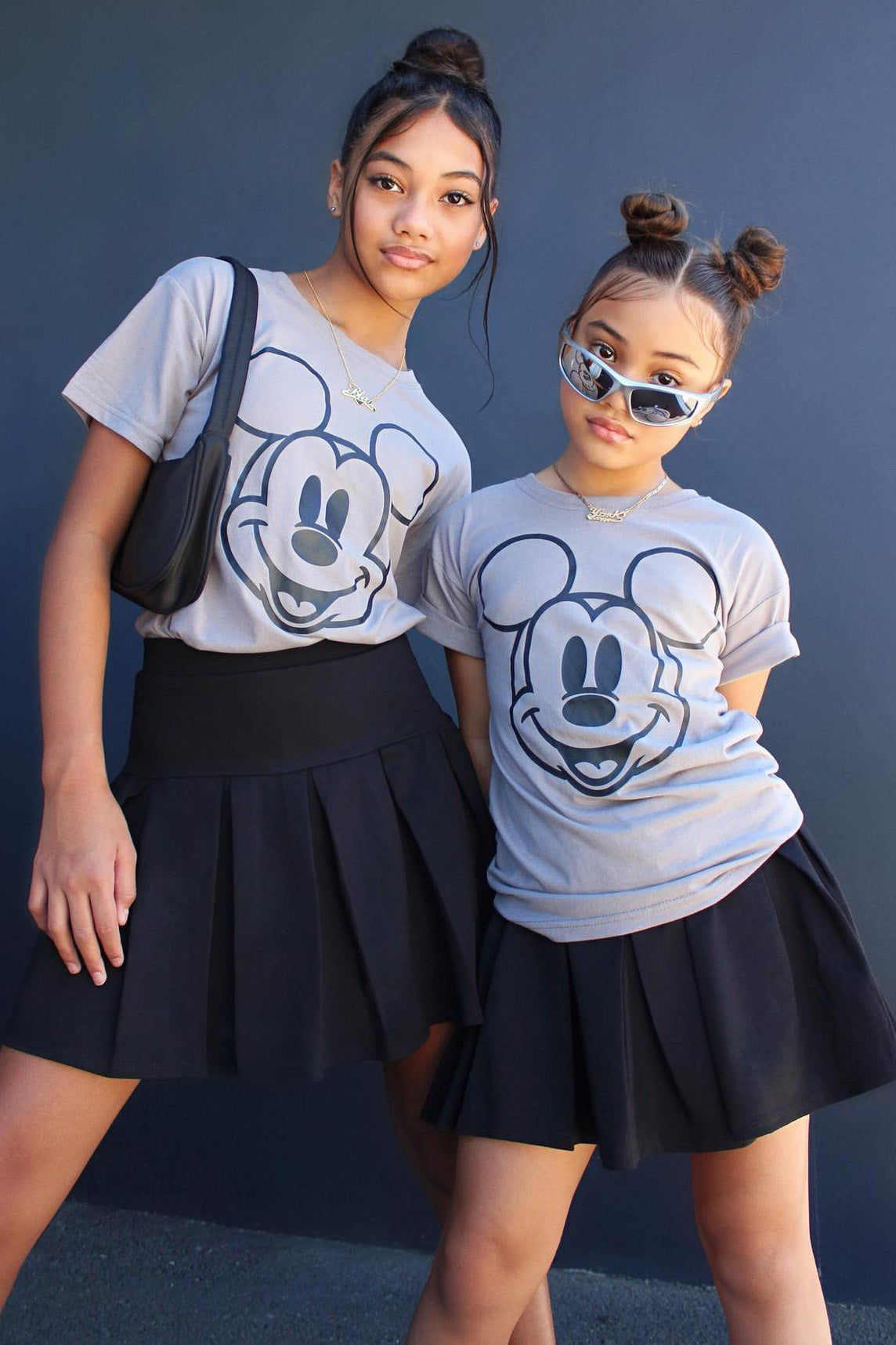 Multi-Color Short Sleeve Set Mickey Mouse Graphic Spray Print Cotton Blend Casual